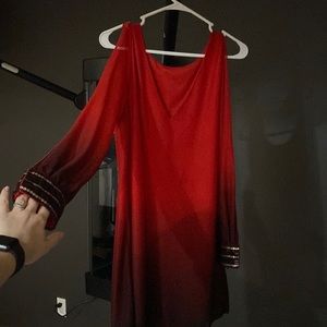 Red ombré into black formal cocktail dress.